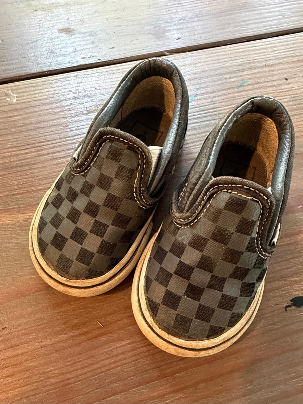Vans Toddler Checkerboard Slip-On Sneakers - Black & Gray